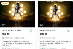 Anuncios de reventa de entradas en internet.