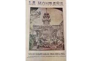 Programa de Fiestas de Almería del año 1897 en la que aparece por primera una imagen ilustrada con el pabellón de La Montaña.