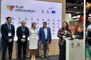 Carmen Crespo, consejera de Agricultura, Ganadería, Pesca y Desarrollo Rural, en la primera jornada de Fruit Attraction.