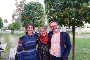 De izquierda a derecha: Álvaro López Bernal (UCO), Hanene Mairech (Institut National de la Météorologie, Túnez) y Luca Testi (IAS-CSIC).