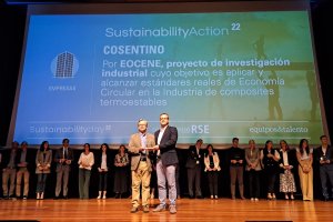 Santiago Alfonso, vicepresidente de Comunicación, recogiendo el galardón.