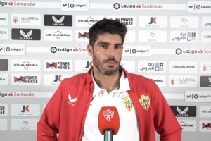 Melero fue protagonista en la zona mixta después de la victoria ante el Celta.