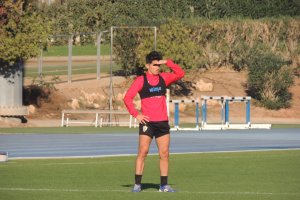 Nieto en el entrenamiento del pasado sábado en el campo Anexo.