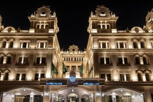 Vista de la fachada del hotel donde se hospeda el Almería.