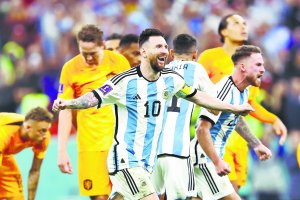 Messi celebra el pase a semifinales.