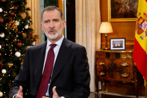 El rey Felipe VI, durante su discurso de Nochebuena.