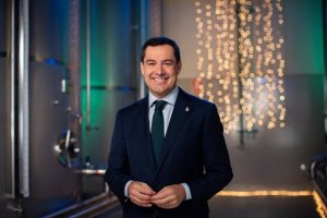 Juanma Moreno, durante su discurso.