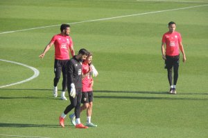 Pozo con Pacheco en un gesto de complicidad.