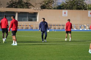 El entrenador del Almería en el campo Anexo.