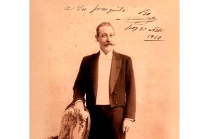 Retrato de Pío en 1910, dedicado a su segunda esposa Francisca. Gentileza de Gonzalo Wandosell.