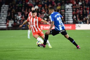 Robertone en la primera mitad del encuentro frente al Espanyol.