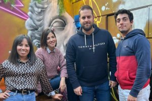 Estrategia 3.0, en Gamberro: Fania Pedraza, diseñadora gráfica y redes; Paz Guillén, directora; Fran Alcántara, CEO; y Antonio Montoya, web