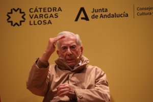 Mario Vargas Llosa en la inauguración de Escribidores este miércoles en Málaga.