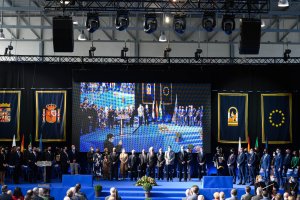 El Día de la Provincia de 2021. En el fondo se pueden ver los escudos de Almería, España, Andalucía y la bandera de la Unión Europea.