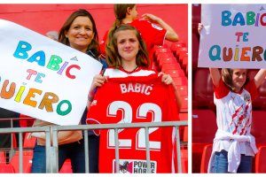 Madre e hija se fueron a casa con el premio, la camiseta de su ídolo Babic.