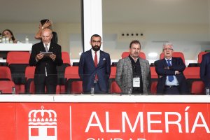 Mohamed El Assy y Ángel Torres en el Almería-Getafe en el Estadio de los Juegos Mediterráneos. 