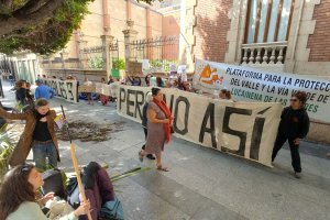 Imagen de la concentración a las puertas de la Delegación del Gobierno de la Junta de Andalucía en Almería.