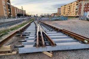 Obras para el cambiador de ancho ferroviario en Granada.