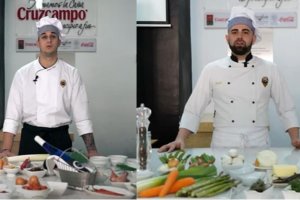 Francisco Ramón Gómez Guerrero y Juan José Grande Berenguer, del CPIFP Almeraya de Almería elaborando el plato que les dio paso a la final.
