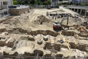 Vista aérea de la situación actual de las obras del edificio de consultas externas
