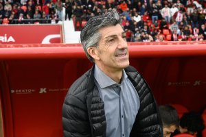 El entrenador de la Real Sociedad en el partido de la primera vuelta.