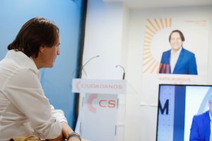 Rafael Burgos, en la sede electoral de Ciudadanos en la Plaza Flores.