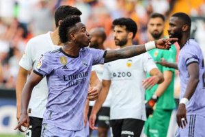 Vinicius, en el polémico partido ante el Valencia.