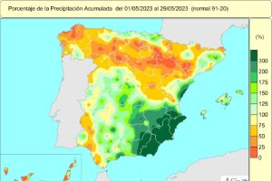 El mapa indica las zonas del país con más lluvias en el pasado mes de mayo