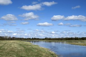 Paisaje de tierras de cultivo inundadas