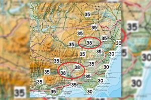 Mapa de temperaturas esperadas para este fin de semana en la provincia