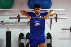 Melero en el gimnasio del Estadio de los Juegos Mediterráneos. 