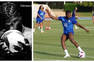 La nueva foto de perfil de Touré en sus redes sociales (izquierda) y entrenando en el Anexo.