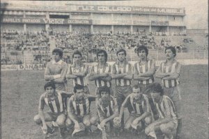 El último once de la AD Almería frente al Málaga en el Franco Navarro.