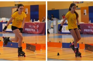 Las hermanas María y Alejandra disfrutando sobre la pista.
