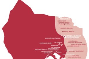 Mapa de la división en dos zonas en la capital.