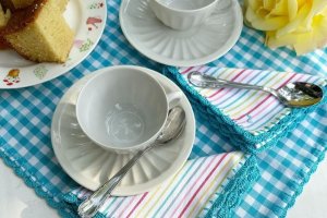 Muestra de uno de los preciosos juegos de mantel y servilletas de MamaVichy.