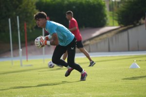 Bruno en un entrenamiento con el Almería en el Anexo Mediterráneo.