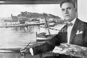 Ángel de Rojas hacia 1920, cuando era un joven veinteañero, pintando uno de los paisajes almerienses que más le cautivaban. 