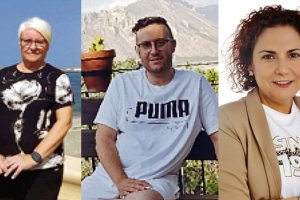 De izquierda a derecha: María del Carmen, Pedro David y María del Carmen.