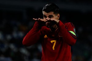 Morata celebra uno de sus goles.