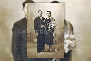 Francisco López Gálvez y su esposa, el día de su boda en 1932.
