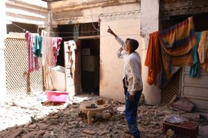 Destrozos causados por el terremoto.