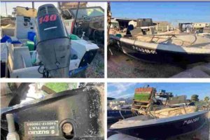 Imágenes de una lancha subastada en Almería