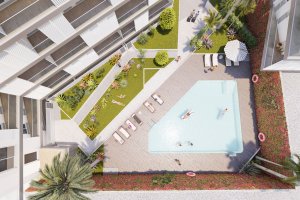 Infografía de zona piscina.