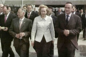 Luis Rogelio Rodríguez, Gabriel Amat, Fuensanta Coves y Paco Cosentino en la inauguración del Palacio en 2002.