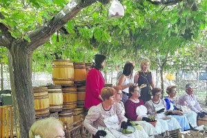 Las mujeres se reunían al rededor de las artesas de madera para cantar canciones, contar historias mientras limpiaban y clasificaban la uva
