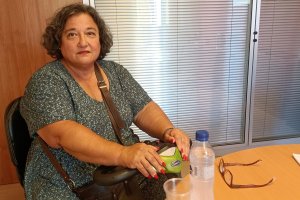 Rosa Herranz, portavoz de la Plataforma de niños de la polio, en la redacción de La Voz.