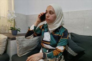 Eman Mahnna, fotografiada esta tarde en su casa de El Zapillo.