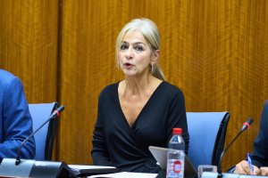 Patricia del Pozo. ayer en el Parlamento de Andalucía.