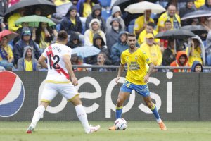 Pejiño en el partido del domingo que terminó con derrota canaria por 0-1 frente al Rayo Vallecano.
